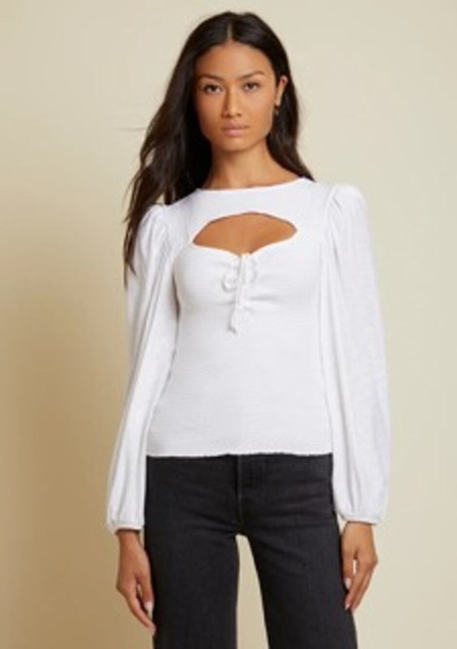 Nation LTD Leilani Top White Sweetheart Smocked Pima Cotton Balloon Sleeve XS